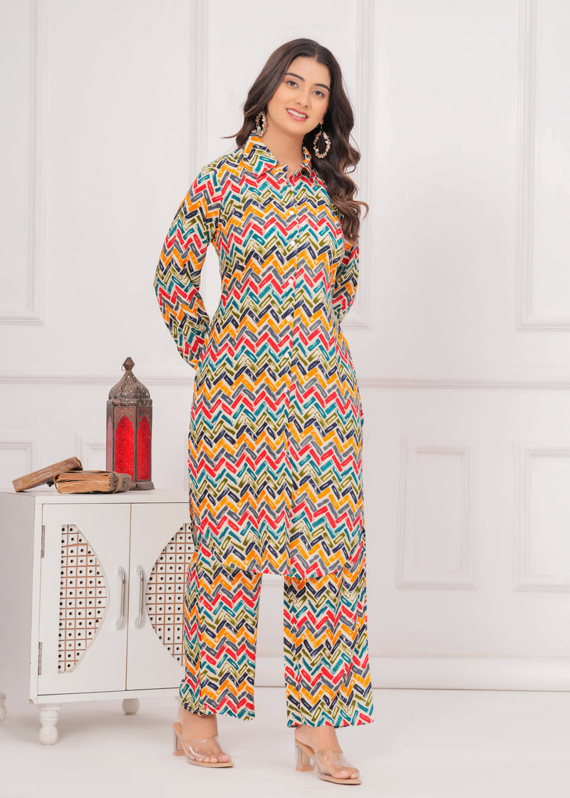 Wavy Wonder Collared Co-ord Set