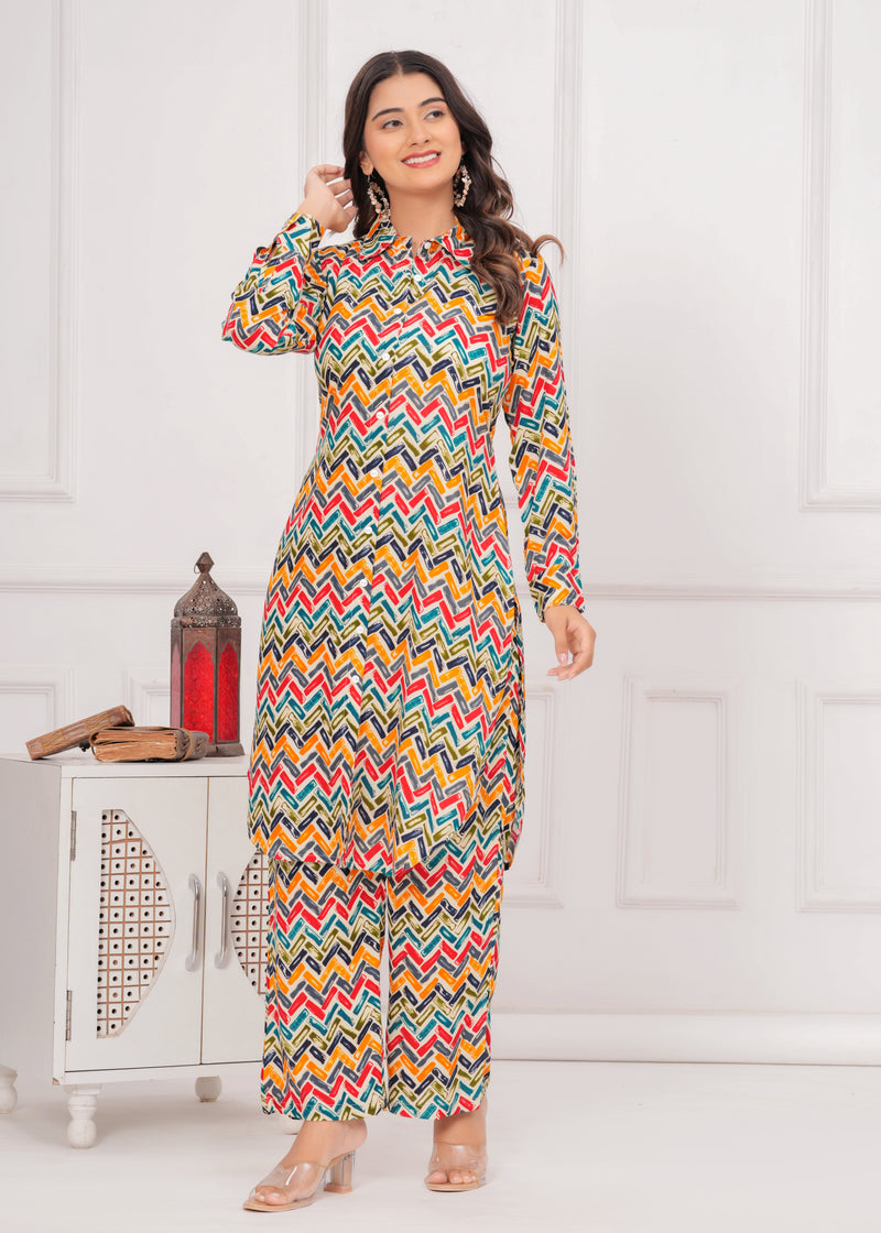 Wavy Wonder Collared Co-ord Set