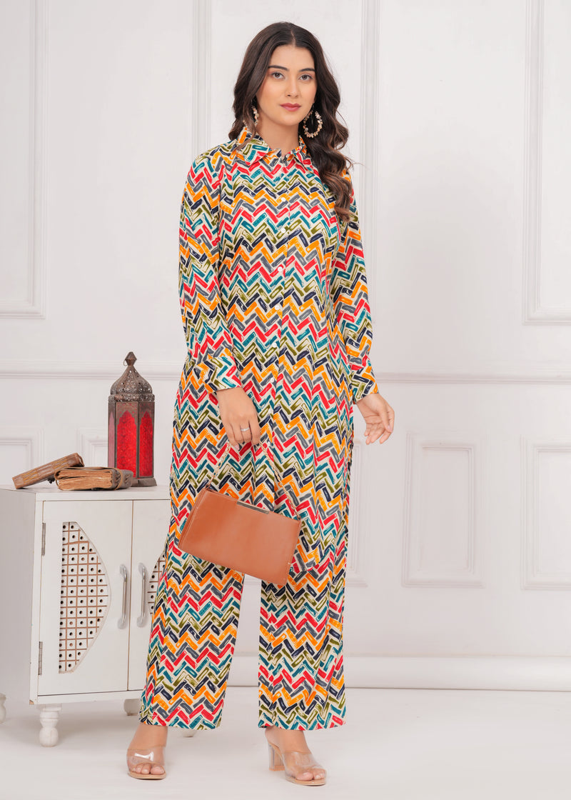 Wavy Wonder Collared Co-ord Set