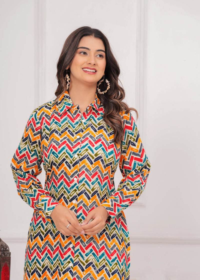 Wavy Wonder Collared Co-ord Set