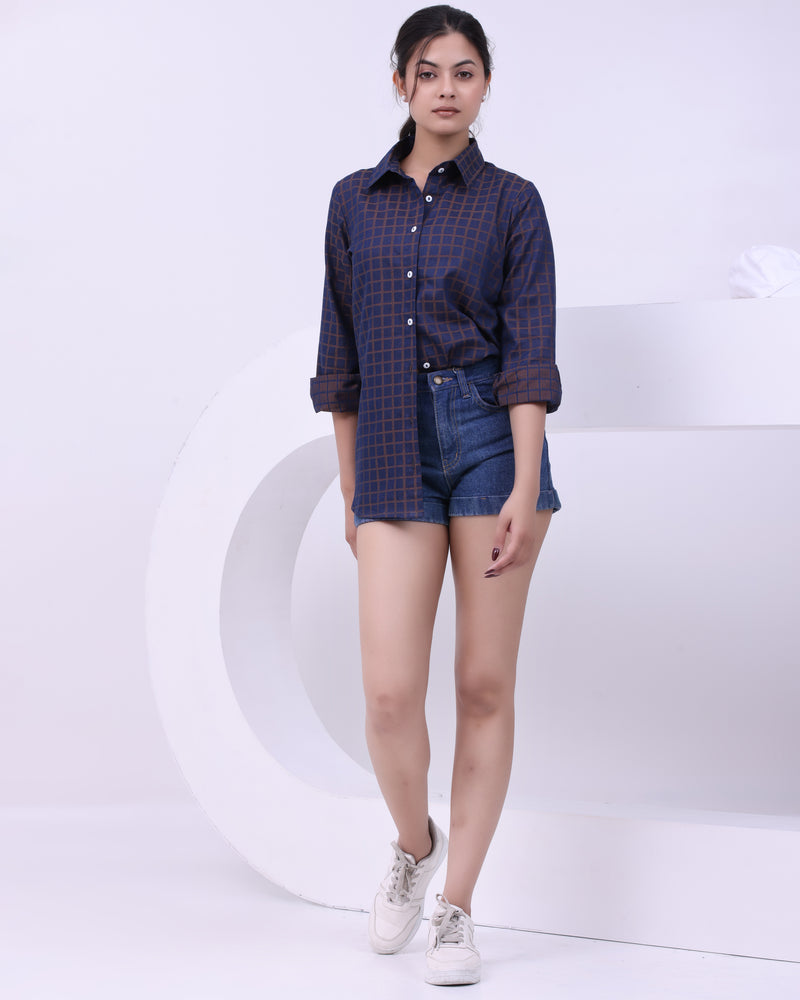 Wine Grid Charm Shirt Yellow
