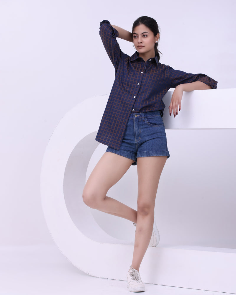 Wine Grid Charm Shirt Yellow