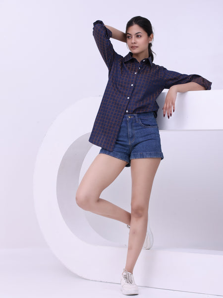 Wine Grid Charm Shirt Yellow