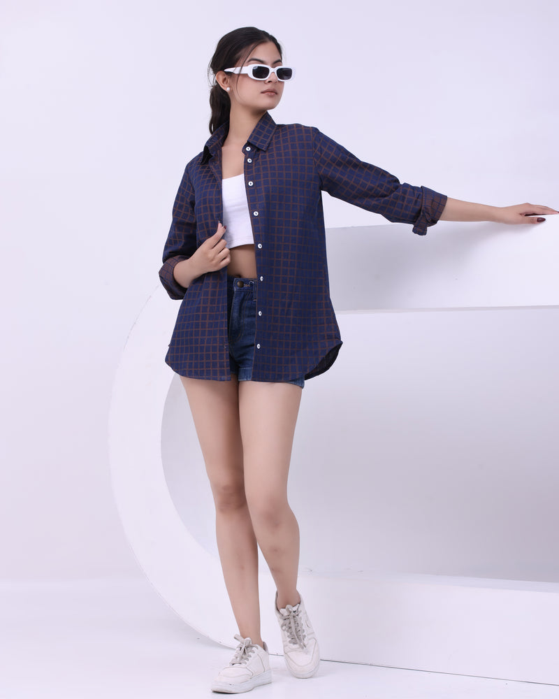 Wine Grid Charm Shirt Yellow