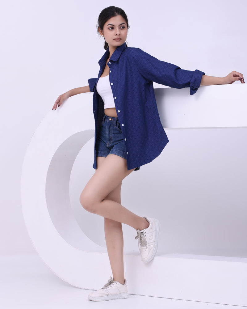Indigo Dot Trail Shirt Blue