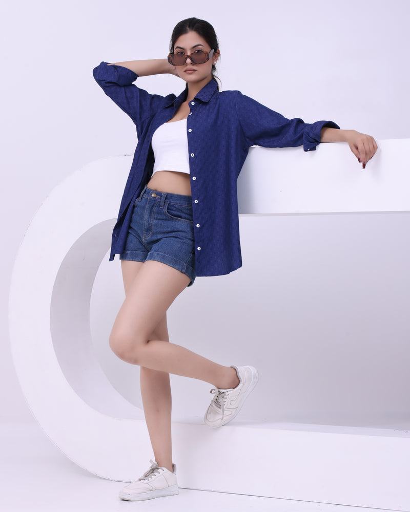 Indigo Dot Trail Shirt Blue