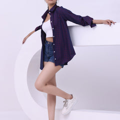Wine Grid Charm Shirt Red