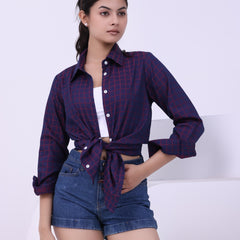 Wine Grid Charm Shirt Red