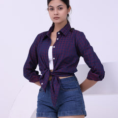 Wine Grid Charm Shirt Red