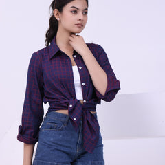 Wine Grid Charm Shirt Red