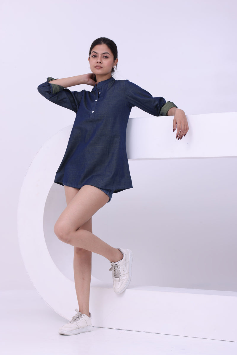 Denim Daze Button-Up Kurti