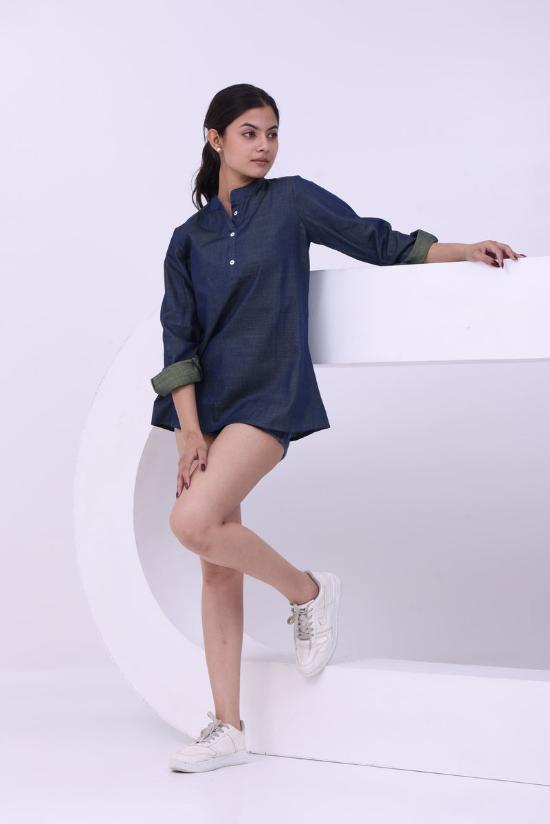 Denim Daze Button-Up Kurti