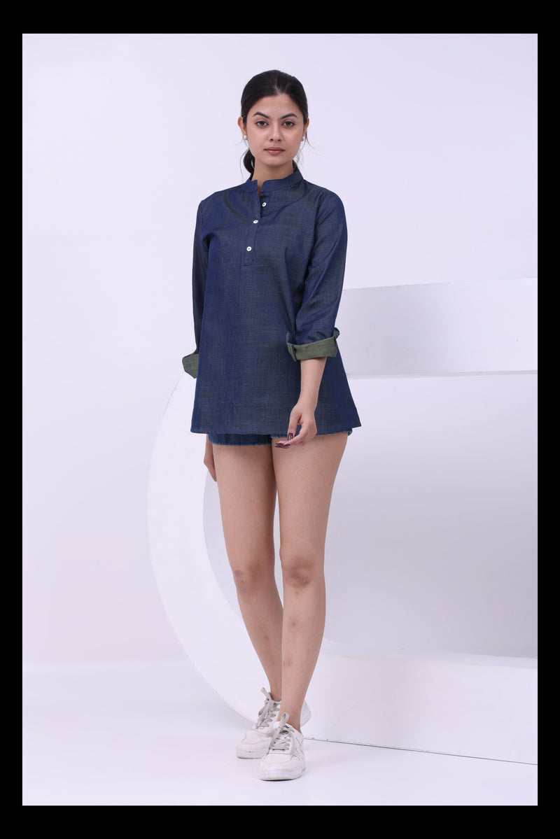 Denim Daze Button-Up Kurti