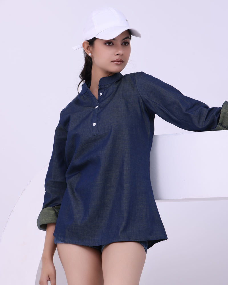 Denim Daze Button-Up Kurti