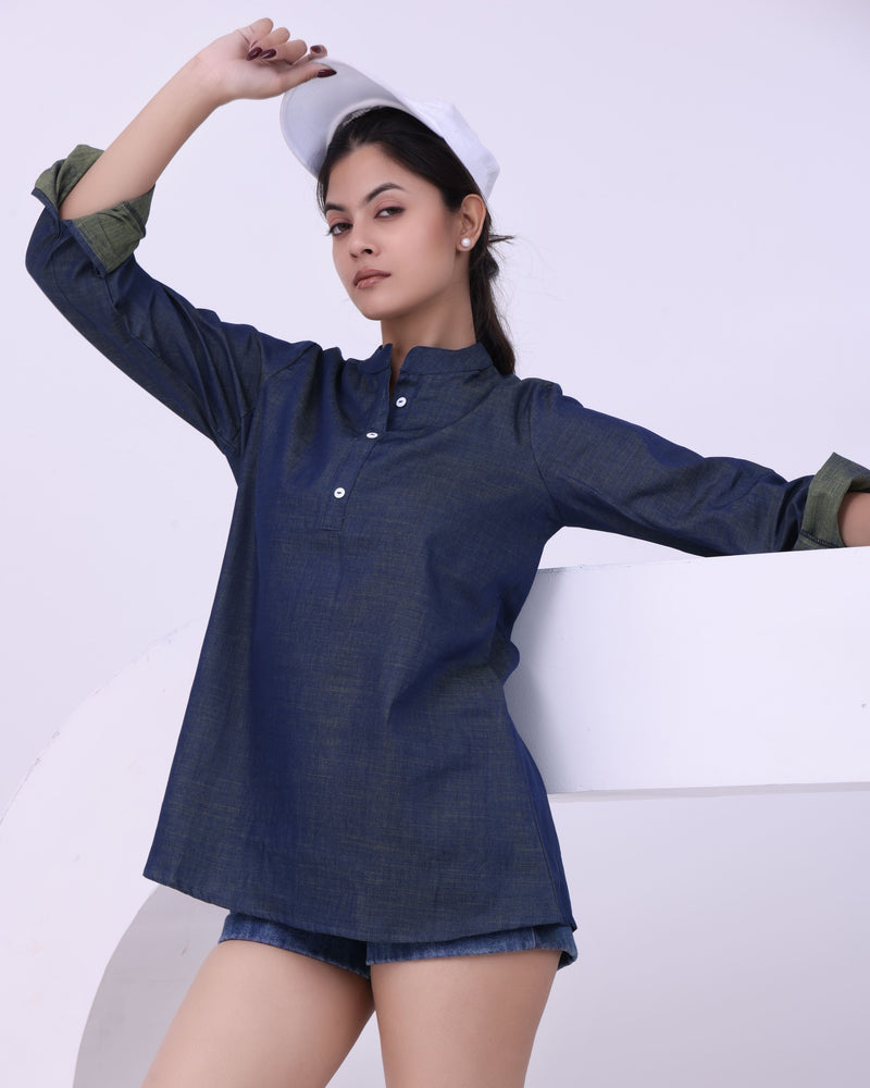 Denim Daze Button-Up Kurti