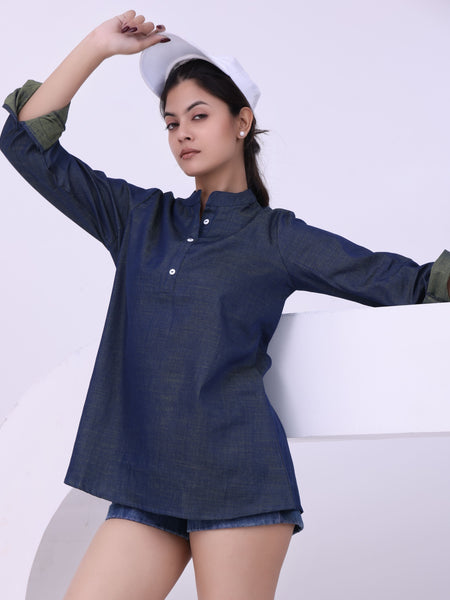 Denim Daze Button-Up Kurti