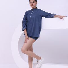 Printed Denim Short Kurti