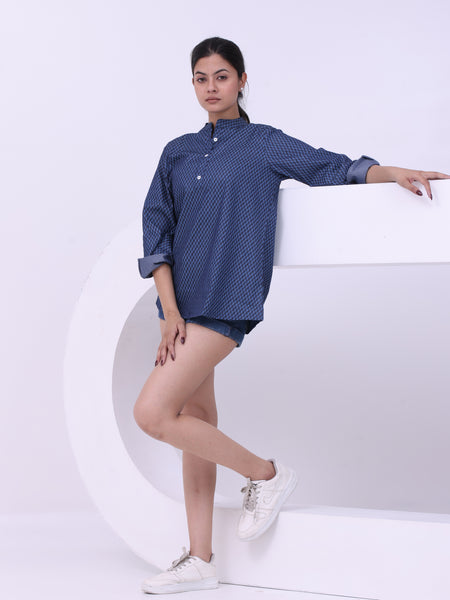 Printed Denim Short Kurti