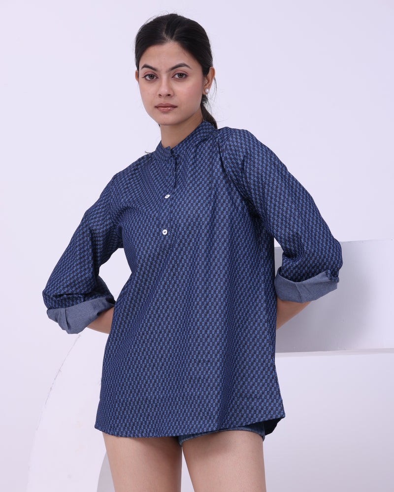 Printed Denim Short Kurti