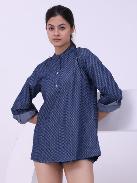 Printed Denim Short Kurti