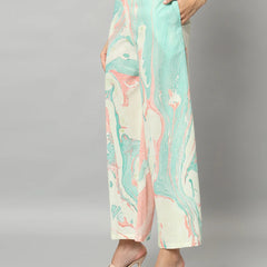 Abstract Ruffle Top Co-ord Set