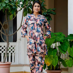 Dusky Feather Print Co-ord Set
