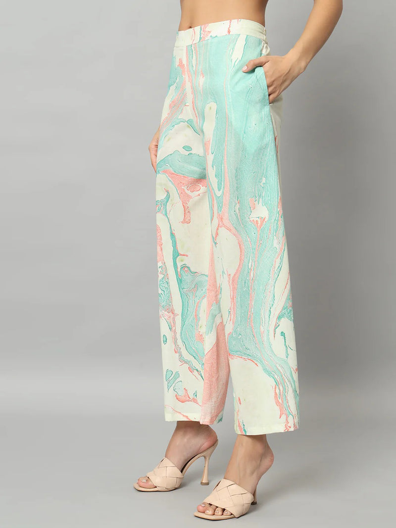 Abstract Ruffle Top Co-ord Set
