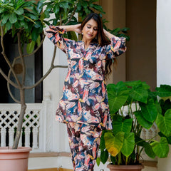 Dusky Feather Print Co-ord Set
