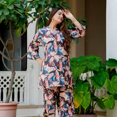 Dusky Feather Print Co-ord Set