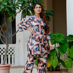 Dusky Feather Print Co-ord Set