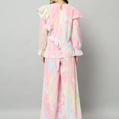 Abstract Ruffle Top Co-ord Set