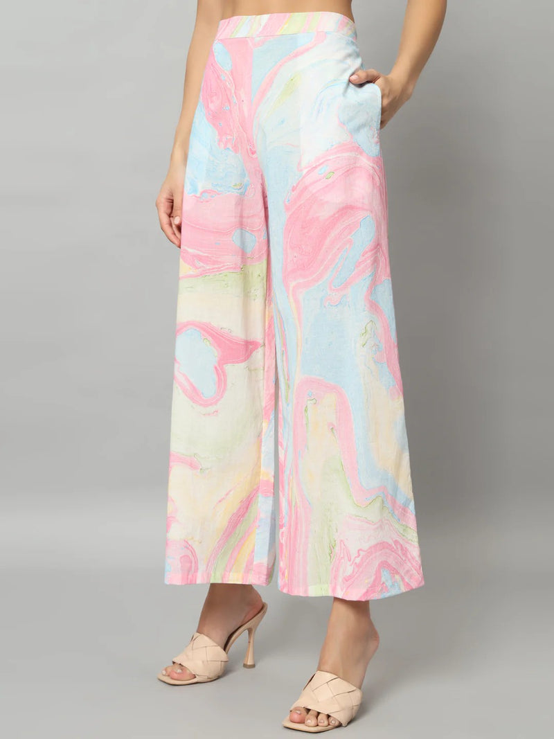 Abstract Ruffle Top Co-ord Set