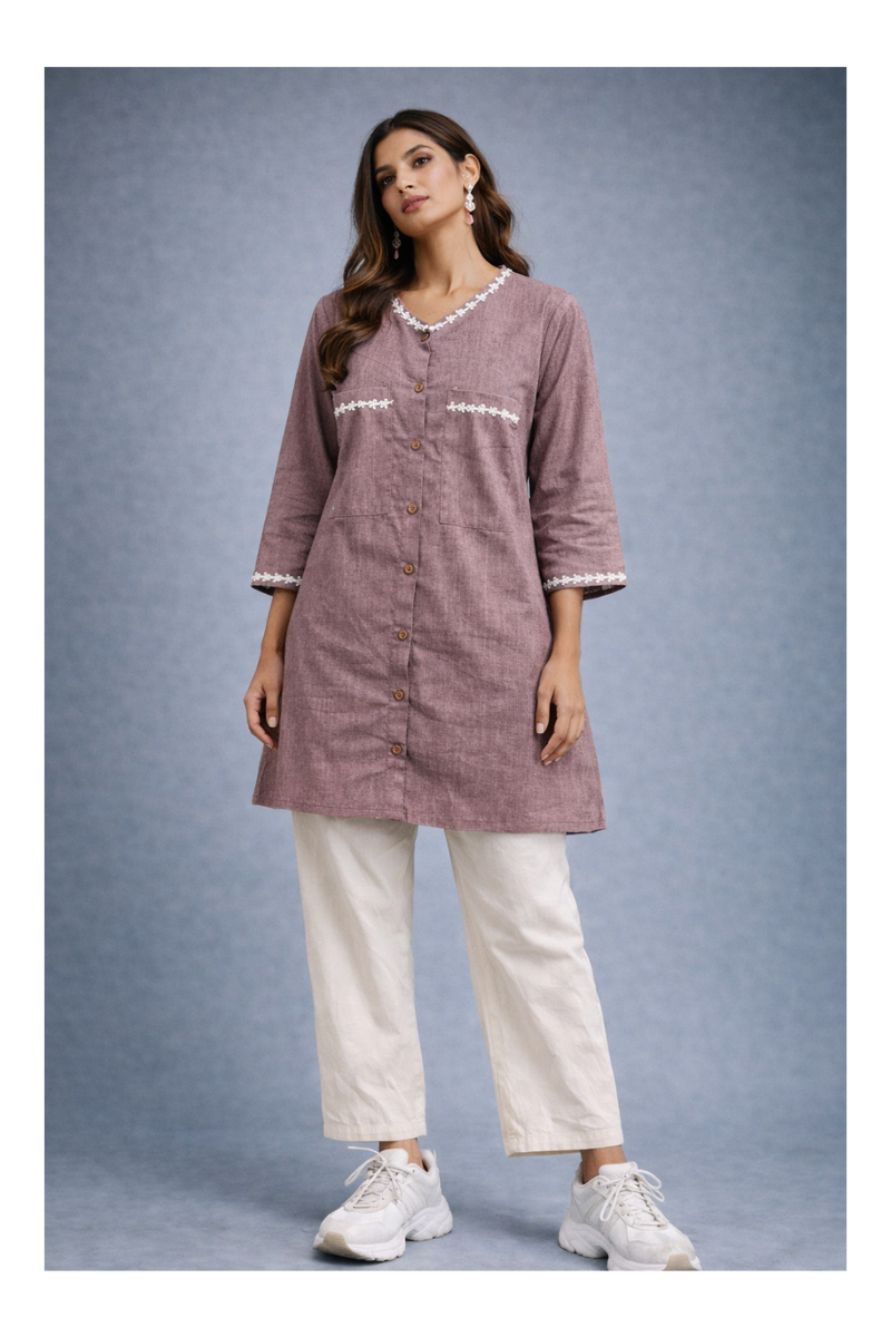 Serene Bloom Straight Shirts Brik