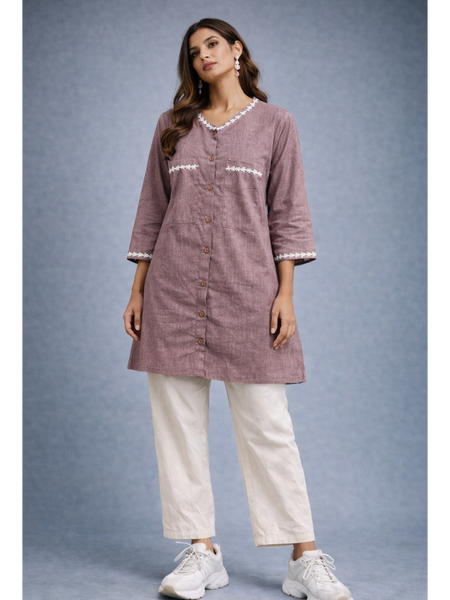 Serene Bloom Straight Shirts Brik