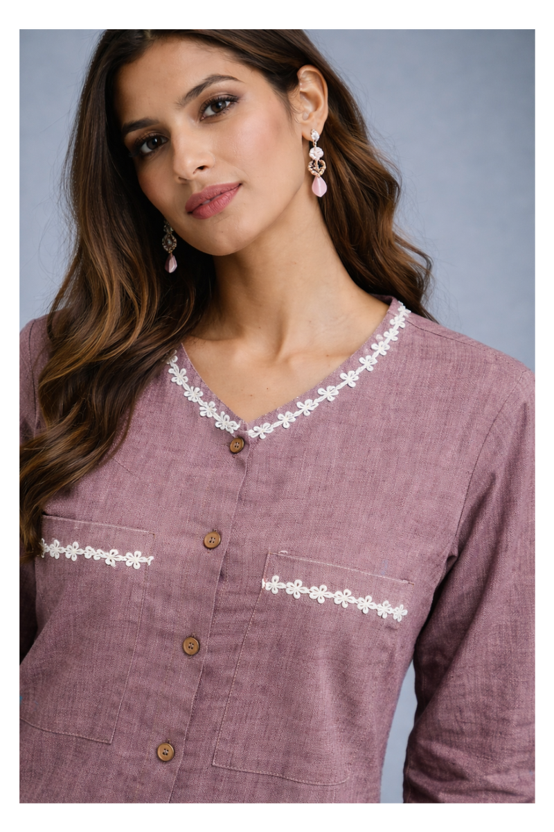Serene Bloom Straight Shirts Brik