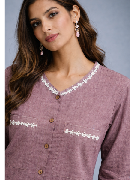 Serene Bloom Straight Shirts Brik