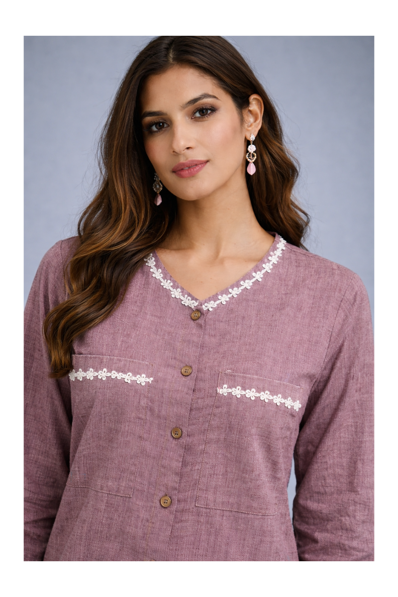 Serene Bloom Straight Shirts Brik