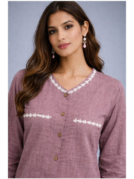 Serene Bloom Straight Shirts Brik