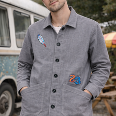 Washed Grey Patch Utility Jacket Male