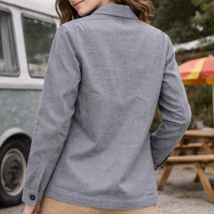 Washed Grey Patch Utility Jacket Female Back