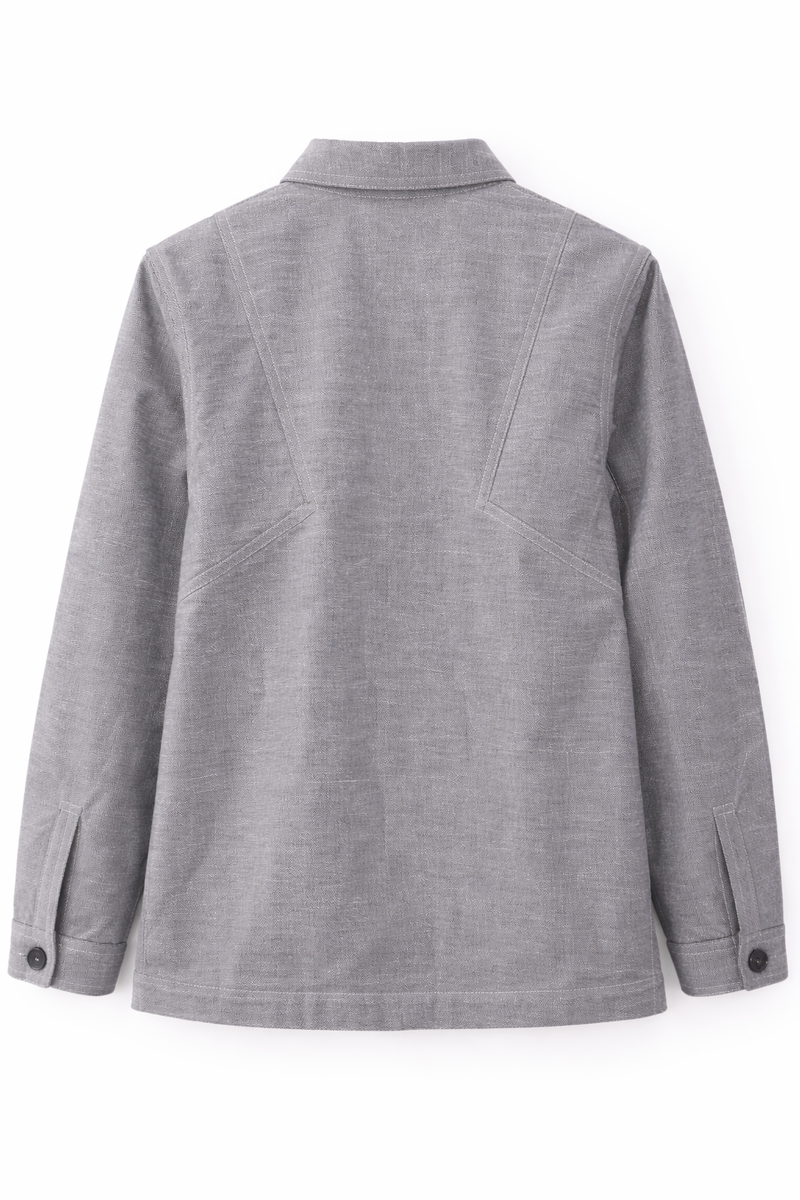 Washed Grey Patch Utility Jacket Back