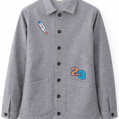 Washed Grey Patch Utility Jacket Front