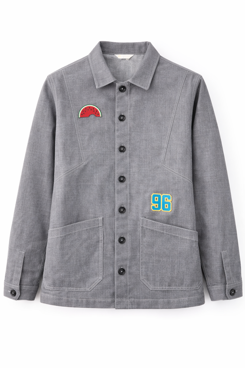 Washed Grey 96 Patch Utility Jacket 