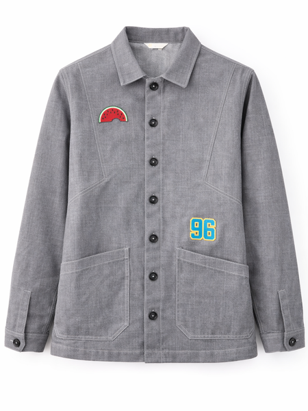 Washed Grey 96 Patch Utility Jacket 