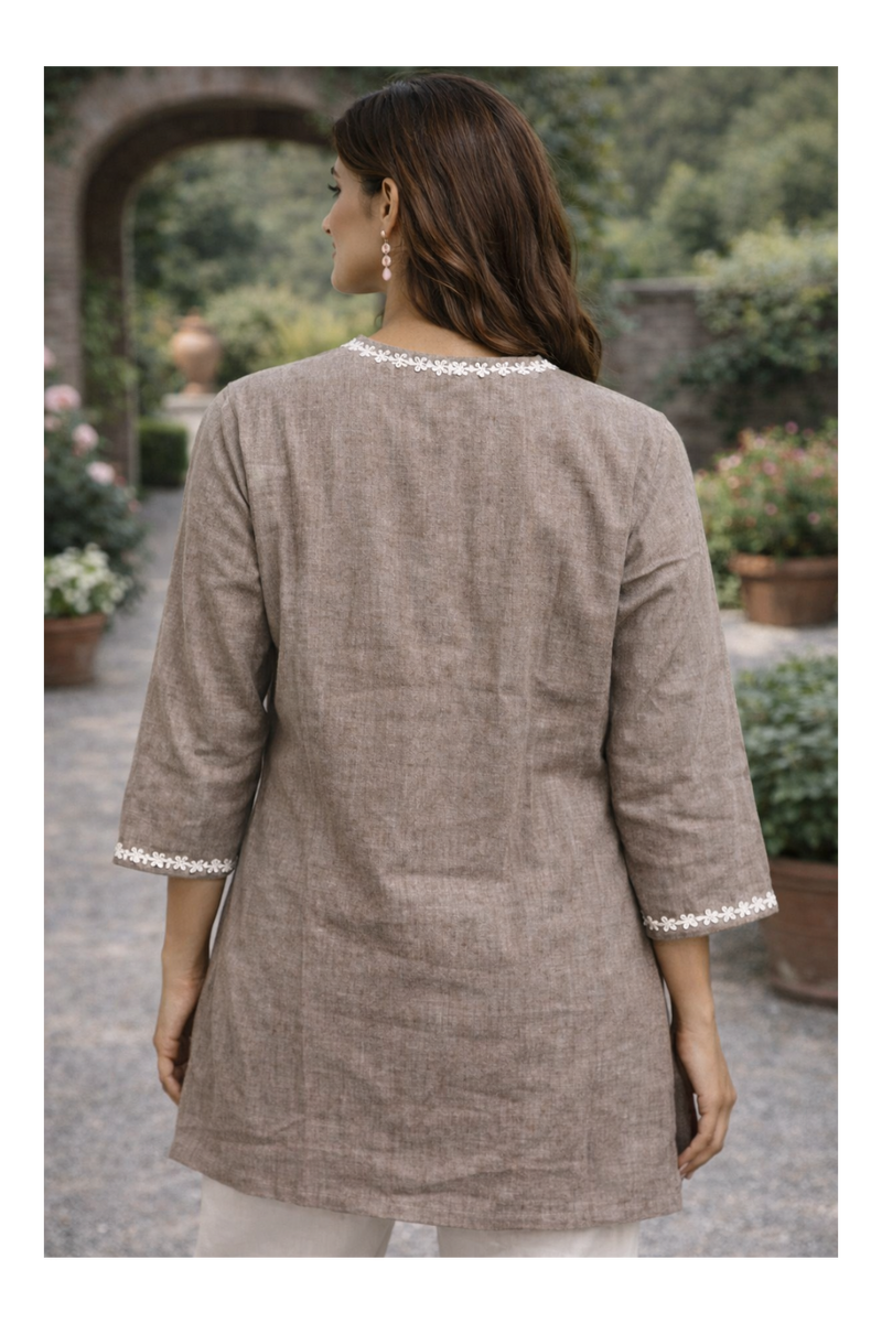 Serene Bloom Straight Shirts Brown