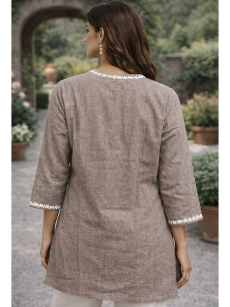 Serene Bloom Straight Shirts Brown