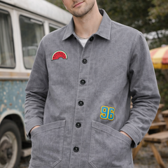 Washed Grey 96 Patch Utility Jacket Male