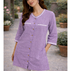 Serene Bloom Straight Shirts Purpal