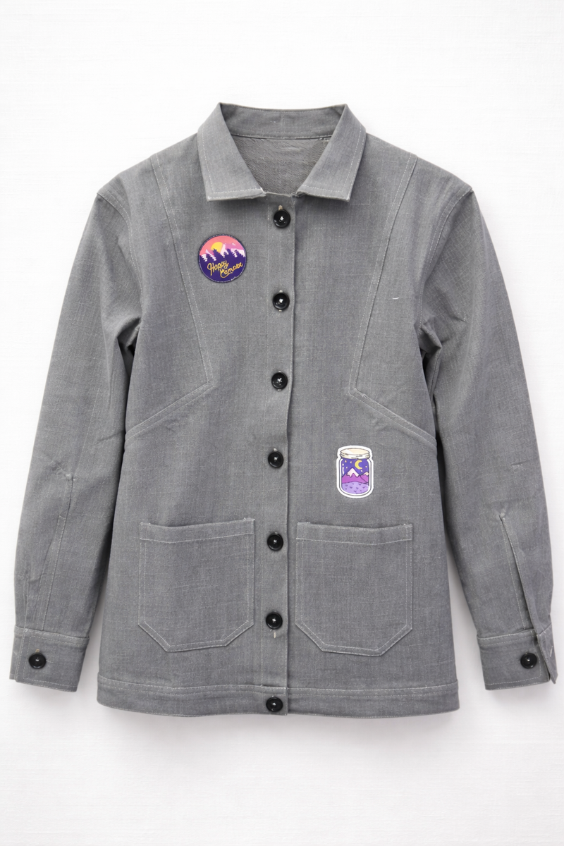 Casual Patchwork Cotton Jacket Front