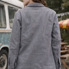 Washed Grey 96 Patch Utility Jacket Female Back